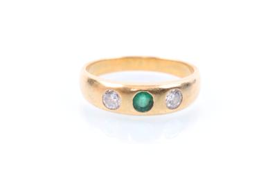 zwei Brillanten 0,25 ct Smaragd Damenring - Jewellery, antiques and art