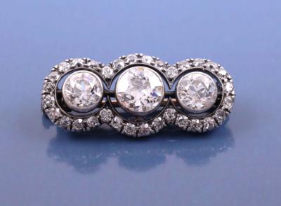 Altschliffbrillant/Diamantbrosche zus. ca. 2,90 ct - Klenoty a Hodinky