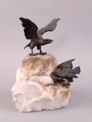 Dekorationsfigur "Adlerpaar auf Felsen", - Jewellery, antiques and art