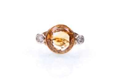 Brillanten ca.0,30 ct, Citrin, Damenring - Gioielli, arte e antiquariato