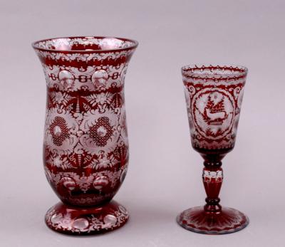 Vase/Pokalglas, im Stile Egermann/Böhmen, - Klenoty, umění a starožitnosti