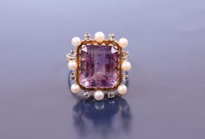 Diamant/Amethyst/Kulturperlen-Ring - Jewellery, Works of Art and art