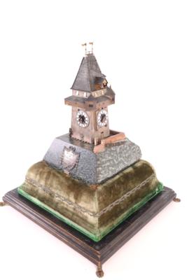 Modell vom Grazer Wahrzeichen"Uhrturm vom Schlossberg in Graz genau nach Original 1914" - Klenoty, umění a starožitnosti