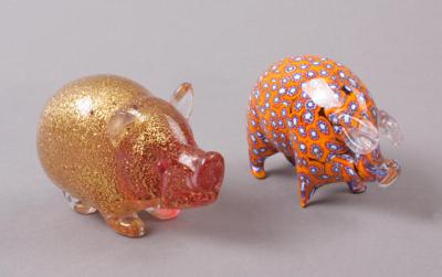 2 Tierfiguren "Schwein" - Schmuck, Kunst & Antiquitäten