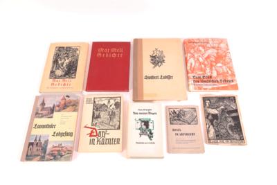 9 Bücher, mit Lese- und Gedichtstexten, sowie Illustrationen des Kärntner Holzschneiders Switbert Lobisser - Gioielli, arte e antiquariato