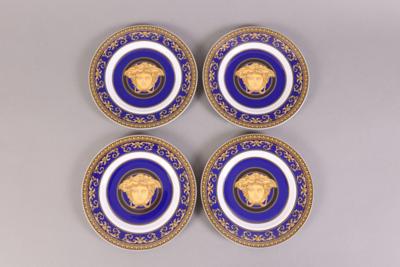 4 Brotteller, deutsches Porzellan, Marke Rosenthal, Versace Medusa Blue, - Schmuck, Kunst & Antiquitäten
