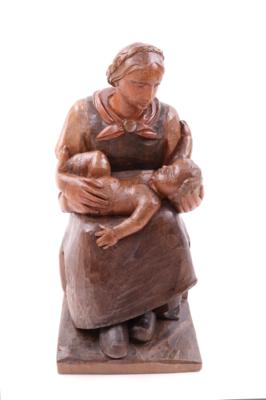 Holzskulptur "Mutter mit Kind" - Gioielli, arte e antiquariato