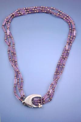 Amethyst Collier 3-Reihig Brillanten ca. 0,30 ct - Jewelry, Art & Antiques