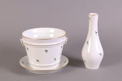 Blumenübertopf mit Untersatz/Vase, Wiener Porzellan, Marke Augarten, - Schmuck, Kunst & Antiquitäten
