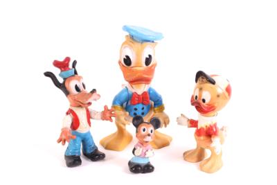 4 Walt Disney Comicfiguren "Donald Duck, Goofy, Mickey  &  Tick", - Gioielli, arte e antiquariato
