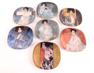 7 Wandteller, nach Gustav Klimt, "Phantastische Meisterwerke", - Schmuck, Antiquitäten und Technik