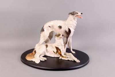 Barsoi-Paar, Wiener Keramik, Marke Ernst Wahliss, - Gioielli, arte e antiquariato