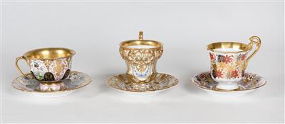 3 Kaffeetassen mit Untertassen aus der BiedermeierZeit um 1830/40 - Art, antiques and jewellery