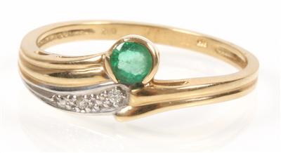 Smaragd Diamant Damenring - Um?ní, starožitnosti, šperky