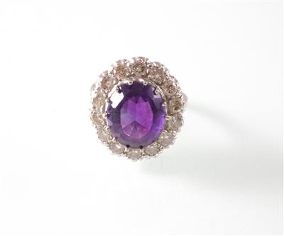 Amethyst-Brillant (Damen) ring - Antiques, art and jewellery