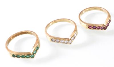 Brillant Farbstein Ring Set - Umění, starožitnosti a šperky