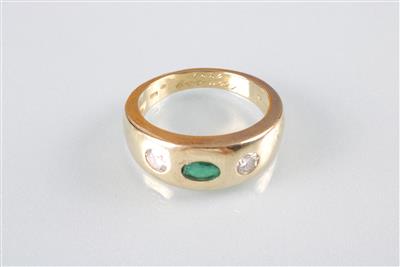 Brillant Smaragd (Herren) ring - Art, antiques and jewellery