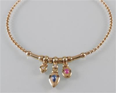 Brillant Rubin Saphir Collier - Arte, antiquariato e gioielli