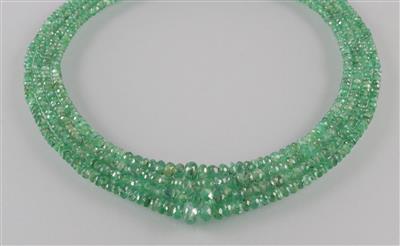 Smaragdcollier 4-reihig - Umění, starožitnosti a šperky