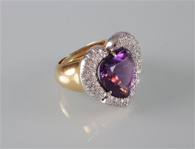 Amethyst Brillantring - Art, antiques and jewellery