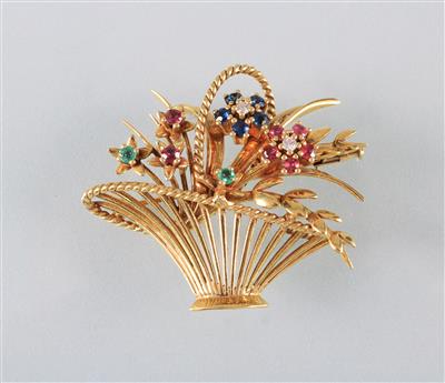 Brosche "Blumenkorb" - Umění, starožitnosti a šperky