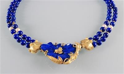 Kulturperlen Lapislazuli Collier 2-reihig - Arte, antiquariato e gioielli