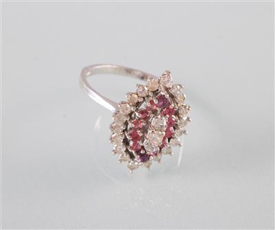 Rubin Brillant/Diamantring zus. ca. 0,80 ct - Art, antiques and jewellery