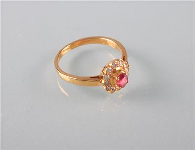 Rubin Brillantring zus. ca. 0,24 ct - Art, antiques and jewellery