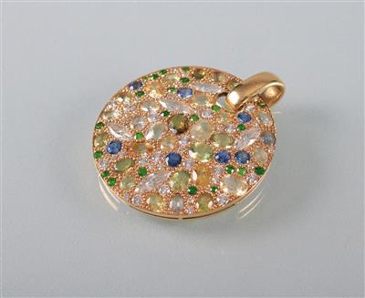 Schmucksteinanhänger mit Brillanten und Diamanten zus. ca.1,25 ct - Arte, antiquariato e gioielli