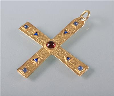 Kreuzanhänger mit Schmucksteinen - Arte, antiquariato e gioielli