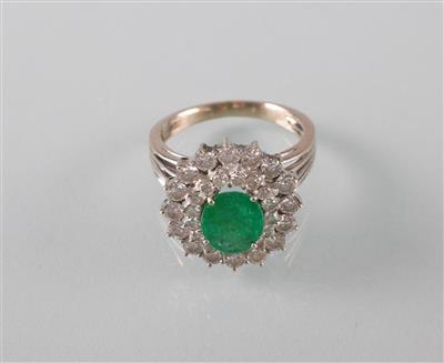 Smaragd Brillantring zus. ca. 1,60 ct - Antiques, art and jewellery