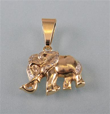 Diamantanhänger "Elefant" - Kunst, Antiquitäten und Schmuck