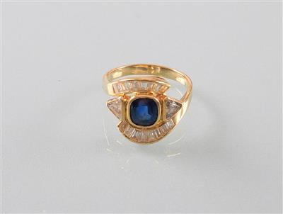 Saphir Diamantring zus. ca. 1 ct - Kunst, Antiquitäten und Schmuck