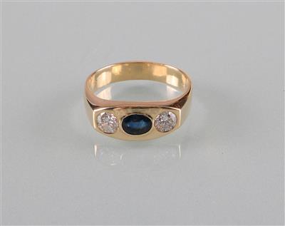 Saphir Brillantring zus. ca. 0,80 ct - Kunst, Antiquitäten und Schmuck