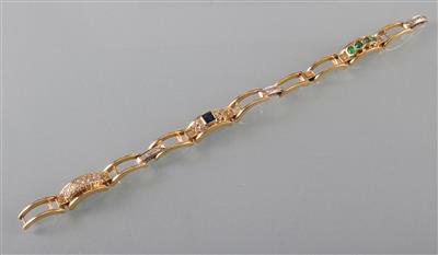 Farbstein Brillantarmband, auch zum 3-teiligen Ringset umwandelbar - Arte, antiquariato e gioielli