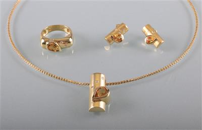 Diamant Citrinschmuckgarnitur - Arte, antiquariato e gioielli