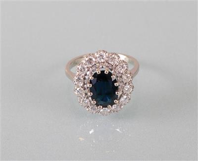 Saphir Brillantring zus. ca. 0,70 ct - Kunst, Antiquitäten und Schmuck