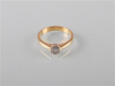 Brillant Solitärring 0,45 ct (grav.) - Umění, starožitnosti, šperky