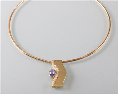 Saphir Brillant Collier zus. ca.0,50 ct - Šperky