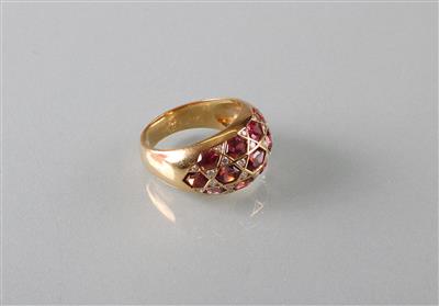 Brillant Rhodolithring - Antiques, art and jewellery