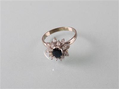Saphir Diamantring ca.0,24 ct - Umění, starožitnosti, šperky