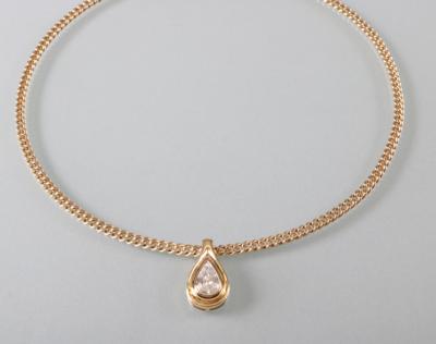 Diamantanhänger ca.1,20 ct an Fassonhalskette - Umění, starožitnosti, šperky