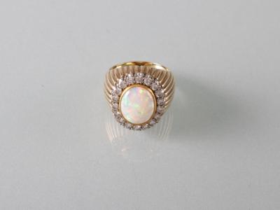 Opal Brillantring zus. ca. 1,10 ct - Antiques, art and jewellery