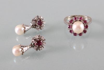 Diamant Rubin Schmuckset - Jewellery, antiques and art