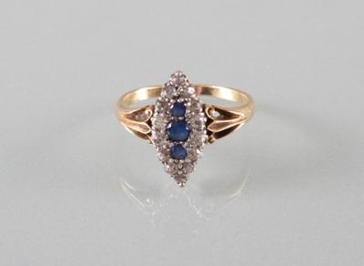 Diamant Saphir Ring - Kunst Antiquitäten und Schmuck