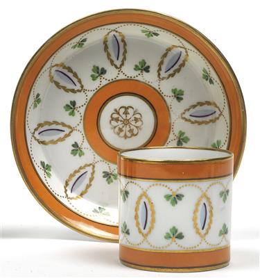 Tasse mit Untertasse, - Art and Antiques, Jewellery