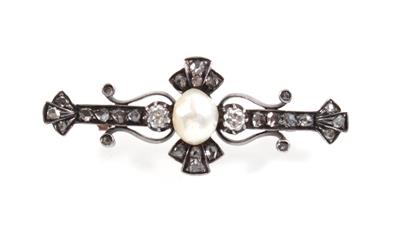 Diamant Perlenbrosche - Umění, starožitnosti, šperky