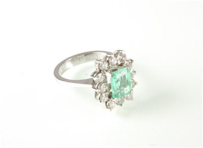 Brillant-Smaragdring zus. ca. 1,85 ct - Kunst, Antiquitäten und Schmuck