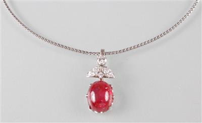 Brillant-Diamant Anhänger an Fassonhalskette - Umění, starožitnosti a šperky