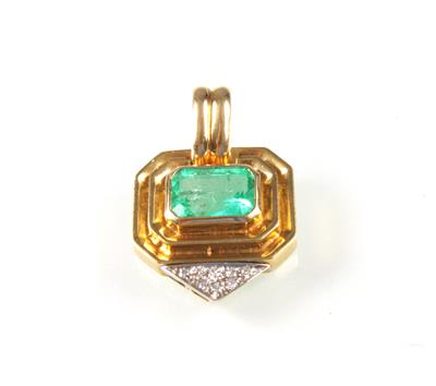 Diamant Smaragd Anhänger - Arte, antiquariato e gioielli